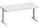 Schäfer Shop Genius Schreibtisch MODENA FLEX, C-Fuß-Rechteckrohr, B 1600 x T 800 mm, lichtgrau/weißalu