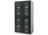 Schäfer Shop Genius Schwerlastschrank FS, Stahlblech, mit Sichtfenster, B 1055 x T 620 x H 1950 mm, 5 OH, lichtgrau/anthrazitgrau, bis 1000 kg