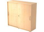 Schiebetürenschrank TARA, 3 Ordnerhöhen, B 1200 x T 400 x H 1180 mm, abschließ- & stapelbar, Ahorn-Dekor