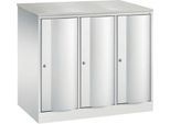 C+P Garderobenschrank Resisto, 3 Abteile, 3 Fächer, B 1148 x T 640 x H 1077 mm, Lichtgrau