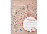 Collegeblock Herlitz Recycling, 80 Blatt, DIN A5+, 70 g/m², 6-fach gelocht, Spiralbindung, OPTIK PAPER®, kariert, Rand links, mehrfarbig