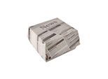 Burgerboxen Papstar Newsprint, mit Klappdeckel, L 125 x B 125 x H 70 mm, FSC®-Frischfaserkarton, grau-schwarz, 50 Stück