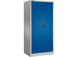 Schäfer Shop Select Materialschrank MSI 2609 S, verstärkte Ausführung, bis 100 kg/Fachboden, B 950 x T 600 x H 1935 mm, weißaluminium/enzianblau