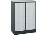 C+P Schließfachschrank Resisto, 2 Abteile, 4 Fächer, B 772 x T 540 x H 1077 mm, Anthrazitgrau/Lichtgrau