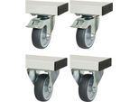 Rau Rollensatz für höhenverstellbare Arbeitstische Adlatus 300/600, 4 Lenkrollen mit Feststeller, Ø 100 mm, H 125 mm, TPR, grau