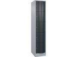 C+P Schließfachschrank Resisto, 1 Abteil, 5 Fächer, B 396 x T 640 x H 1950 mm, Weißalu/Anthrazitgrau