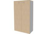 Schrank ARLON OFFICE, 4 Ordnerhöhen, abschließbar, B 900 x T 450 x H 1600 mm, Eiche-Dekor/alu