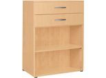 Regal PALENQUE, 3 OH, 2 Schübe oben, 1 Boden, B 800 x T 400 x H 1104 mm, Buche