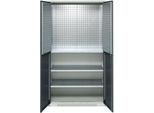 Schäfer Shop Genius Materialschrank FS, 5 OH, abschließbar, Lochrasterwände/3 Fachböden, bis 450 kg, B 1055 x T 520 x H 1950 mm, lichtgrau/anthrazitgrau