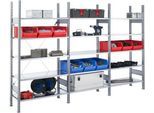 Steckregal FBR 2200, Komplettregal 2,08 m, 1 Grund- und 2 Anbaufelder incl. 15 Böden