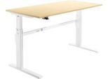 Schäfer Shop Select Schreibtisch, elektrisch höhenverstellbar, Rechteck, C-Fuß, B 1800 x T 800 x H 725-1185 mm, Ahorn/weiß