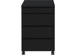 Rollcontainer, 4 Schubladen inkl. Utensilienfach, B 420 x T 600 x H 630 mm, schwarz