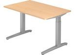 Schreibtisch TOPAS LINE, manuell höheneinstellbar, B 1200 mm, Ahorn/silber/silber