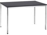 Konferenztisch, bis 4 Personen, Rechteck, 4-Fuß Quadratrohr, B 1200 x T 800 x H 720 mm, schwarz/chromsilber
