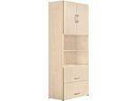 Kombischrank PALENQUE, 6 OH, Holztüren, HR-Auszug,, B 800 x T 420 x H 2160 mm, Ahorn