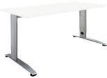 Schäfer Shop Select Schreibtisch LOGIN, manuell höheneinstellbar, C-Fuß, B 1200 x T 800 x H 660-820 mm, weiß/weißalu
