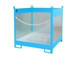 Fass-Stapelpalette Bauer FSP-4 G, Spritzschutzwand 3-seitig, Kap. 4 x 200 l Fässer, blau