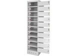 ADB Laptopschrank, 10 Fachböden, Stromversorgung, belüftet, B 400 x T 500 x H 1800 mm, lichtgrau RAL 7035