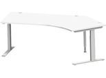 Schäfer Shop Genius Winkelschreibtisch MODENA FLEX 135°, Ansatz rechts, C-Fuß-Rechteckrohr, B 2165 mm, weiß/weiß