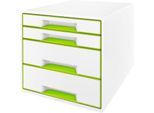 LEITZ® Schubladenbox WOW CUBE 5213, 4 Schübe, DIN A4, Polystyrol, grün