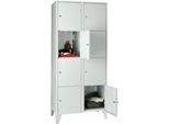 Wertfachschrank 400 mm, 2 Abteile, 8 Fächer, Sicherheitszylinderschloss, Fuß, lichtgrau