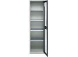 Schäfer Shop Genius Flügeltürenschrank FS, Stahl, Sichtfenster, Lüftungslöcher, B 545 x T 520 x H 1950 mm, 5 OH, Lichtgrau/Anthrazitgrau, bis 250 kg