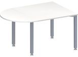 Schäfer Shop Genius Konferenztisch MODENA FLEX, Halbkreis, 4-Fuß Quadratrohr, B 1400 x T 1000 x H 720-840 mm, weiß/weißaluminium RAL 9006