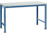 Manuflex Grundtisch UNIVERSAL Spezial, 1500 x 1000 mm, Melamin lichtgrau, brillantblau