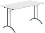 Schäfer Shop Select Klapptisch, Rechteck, Doppel-T-Fußgestell, Spezial-Klappbeschlag & Bodenausgleich, B 1400 x T 700 x H 720 mm, lichtgrau/anthrazit