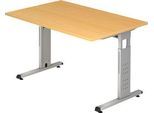 Schreibtisch ULM, C-Fuß, Rechteck, B 1200 x T 800 x H 650-850 mm, Buche-Dekor