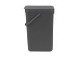 Abfallsammler Sort & Go, rechteckig, mit Wandhalterung, Deckel & Griff, 16 l, Kunststoff, grau