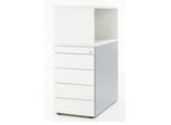 Schäfer Shop Genius Standcontainer mit Aufsatzregal, abschließbar, seitliche Griffnut, weiß