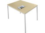 Schäfer Shop Pure Stahlrohrtisch, Rechteck, Quadratrohrfuß, B 1200 x T 700 x H 720 mm, Ahorn/weißaluminium