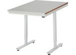 Rau Werktisch Adlatus, elektrisch höhenverstellbar, 25 mm MDF-Platte mit Stahlblechbelag, 300 kg, B 750 x T 1000 x H 720-1120 mm, silber/lichtgrau