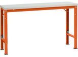 Manuflex Grundtisch UNIVERSAL Spezial, 1500 x 800 mm, Melamin lichtgrau, rotorange