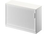 Schäfer Shop Genius Querrollladenschrank TETRIS SOLID, 2 OH, B 1200 x T 415 x H 818 mm, mit Boden und Abdeckplatte, weiß/weißalu
