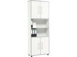 Schäfer Shop Select Kombischrank Moxxo IQ, Holz, 4 Flügeltüren, 2 offene Fächer, 6 OH, B 801 x T 362 x H 2166 mm, weiß
