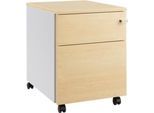 Schäfer Shop Pure Rollcontainer 36, Stahl/Holz, 1 Schub, Ahorn-Dekor/weißaluminium