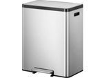 EKO Treteimer EcoCasa, Edelstahl gebürstet, fingerabdrucksicher, 2 x 30 Liter, gedämpfte Deckel, B 526 x T 373 x H 660 mm, silber