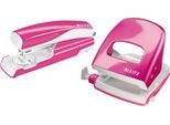 LEITZ® Bürolocher + Tischheftgerät Wow SET, metallic-pink