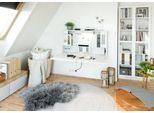 Wandschreibtisch, ideal für das Home Office, ausklappbare Tischplatte, umfangreiche Innenausstattung, B 1200 x T 260 x H 650 mm, weiß/weiß