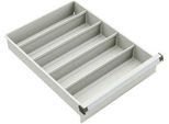 Schubladeneinsatz Treston, 4 x Längsteiler 375 mm, für Schubladen 45 mit Höhe 150 & 200 mm, Stahl, hellgrau