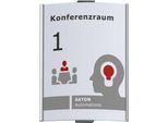 moedel Türschild Frankfurt, Aluminiumrahmen, eloxiert, individuell beschriftbar, Klebemontage, B 148 x H 155 mm, silber