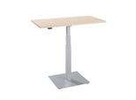Beistelltisch Start Off, elektrisch höhenverstellbar, Rechteck, Säulenfuß, B 1000 x T 600 x H 635-1285 mm, Ahorn/weißaluminium