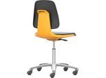 Arbeitsdrehstuhl Labsit, SKINTEC-Polster, Rollen, B 450 x T 420 x H 450 - 650 mm, orange