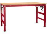 Arbeitstisch Ergo K, m. Kurbel, 2500 x 800 mm, Tischplatte Multiplex, rubinrot