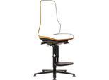 Arbeitsstuhl bimos NEON, Permanentkontakt, Grundmodell ohne Polsterelement, Gleiter + Aufstieg, Flexband orange