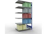 SCHULTE Lagertechnik Fachbodenregal - Stecksystem MULTIplus 250, Anbauregal, Längenriegel, 2500x1300x800 mm, 6 Böden, enzianblau/verzinkt