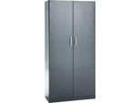 Büroschrank, 5 OH, abschließbar, mit aufliegenden Türen, B 950 mm, Basaltgrau