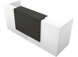 Theke Spezia, gerade, B 2460 x T 880 x H 1130 mm, weiß/Leder grau